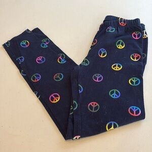 GAP - Girls every day leggings. Size large.  Navy with peace signs. Peace signs